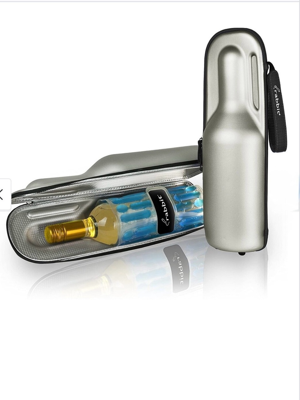 Rabbit Wine Trek Hard Shell Wine Bottle Travel Carrier Case Zip Wrist Carry